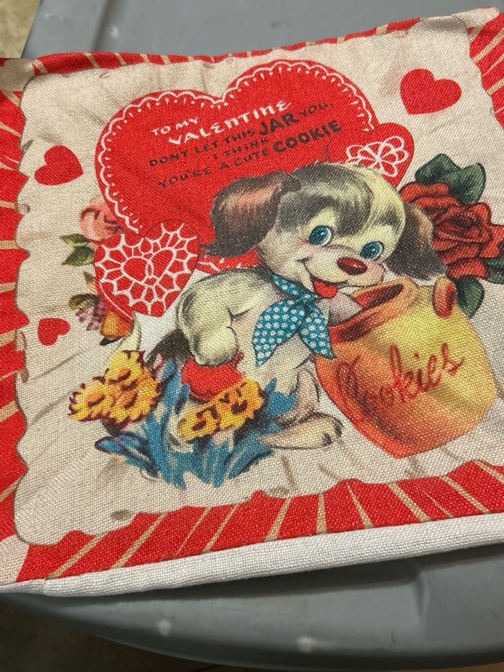 Vintage-Style Red and Cream Valentine Accent Pillow Cover